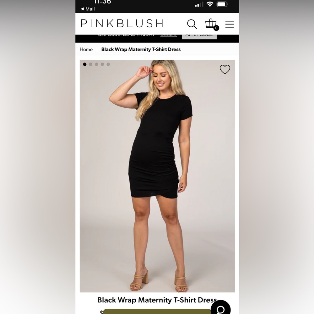 Black Wrap Maternity T-Shirt Dress Small